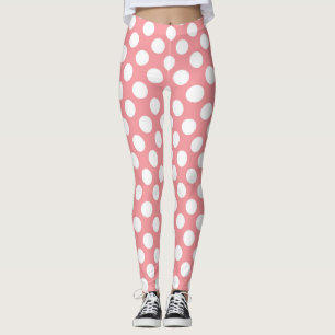 Weiße Polka Punkte auf rosa Untergrund Leggings