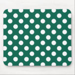 Weiße Polka-Punkte auf Salbei Mousepad<br><div class="desc">Weiße Polka-Punkte auf Salbei</div>