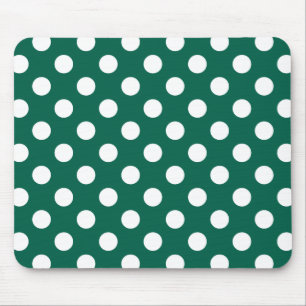 Weiße Polka-Punkte auf Salbeigrün Mousepad