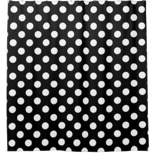 Weiße Polka Punkte auf schwarz Duschvorhang