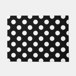 Weiße Polka Punkte auf schwarz Fußmatte
