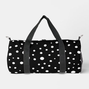 Weiße Polka-Punkte auf Schwarz Klein Duffle Bag