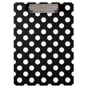 Weiße Polka Punkte auf schwarz Klemmbrett