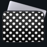 Weiße Polka Punkte auf schwarz Laptopschutzhülle<br><div class="desc">Weiße Polka Punkte auf schwarz</div>