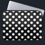 Weiße Polka Punkte auf schwarz Laptopschutzhülle<br><div class="desc">Weiße Polka Punkte auf schwarz</div>