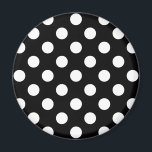 Weiße Polka Punkte auf schwarz Magnet<br><div class="desc">Weiße Polka Punkte auf schwarz</div>