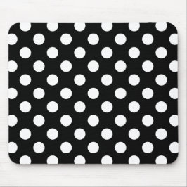 Weiße Polka Punkte auf schwarz Mousepad