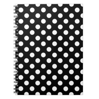Weiße Polka Punkte auf schwarz Notizblock