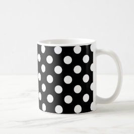 Weiße Polka Punkte auf schwarz Tasse