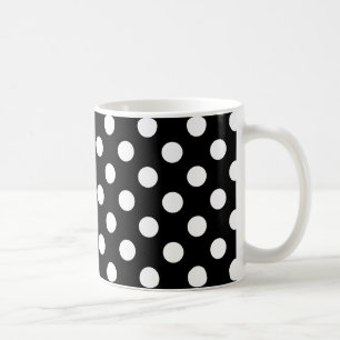 Weiße Polka Punkte auf schwarz Tasse