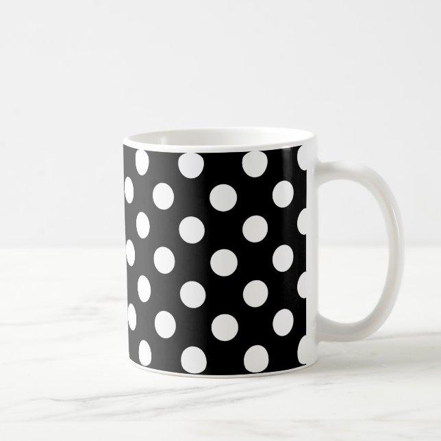 Weiße Polka Punkte auf schwarz Tasse (Rechts)