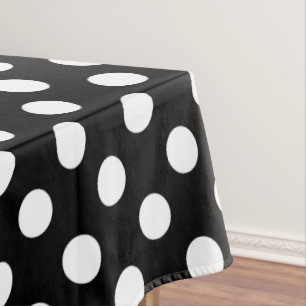 Weiße Polka Punkte auf schwarz Tischdecke