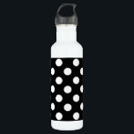Weiße Polka Punkte auf schwarz Trinkflasche<br><div class="desc">Weiße Polka Punkte auf schwarz</div>