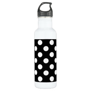 Weiße Polka Punkte auf schwarz Trinkflasche