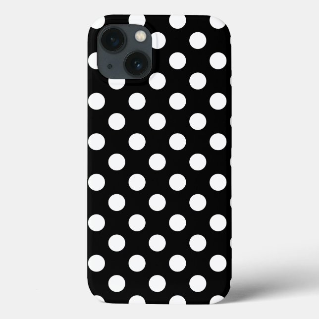 Weiße Polka Punkte auf schwarzem Fall Case-Mate iP iPhone Hülle (Rückseite)