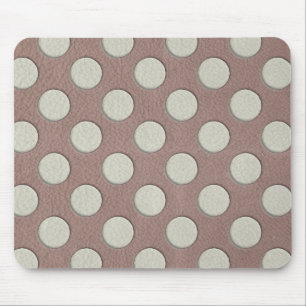 Weiße Polka Punkte auf Taupe Leder Print Mousepad