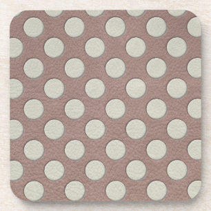 Weiße Polka Punkte auf Taupe Leder Print Untersetzer