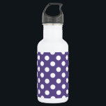 Weiße Polka-Punkte auf Ultraviolett Edelstahlflasche<br><div class="desc">Pantone's Farbe des Jahres für 2018 ist ultraviolett.</div>