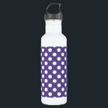 Weiße Polka-Punkte auf Ultraviolett Edelstahlflasche<br><div class="desc">Pantone's Farbe des Jahres für 2018 ist ultraviolett.</div>