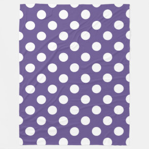 Weiße Polka-Punkte auf Ultraviolett Fleecedecke