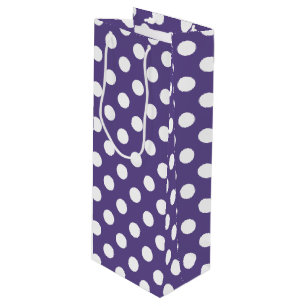 Weiße Polka-Punkte auf Ultraviolett Geschenktüte Für Weinflaschen