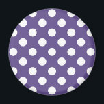 Weiße Polka-Punkte auf Ultraviolett Magnet<br><div class="desc">Pantone's Farbe des Jahres für 2018 ist ultraviolett.</div>