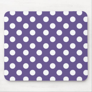 Weiße Polka-Punkte auf Ultraviolett Mousepad