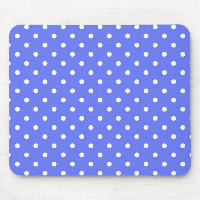 weiße Polka Punkte in blauem Hintergrund. Mousepad (Vorne)