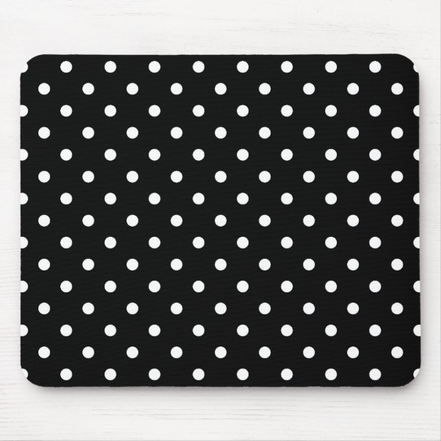 weiße Polka-Punkte in schwarz Mousepad (Vorne)