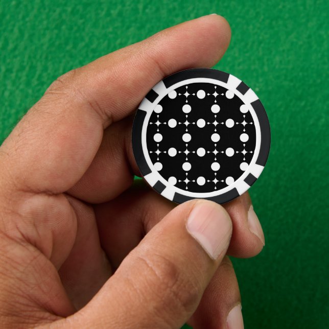 Weiße Polka-Punkte, Polka-Dot-Muster, Punkte, gepu Pokerchips (Hand)