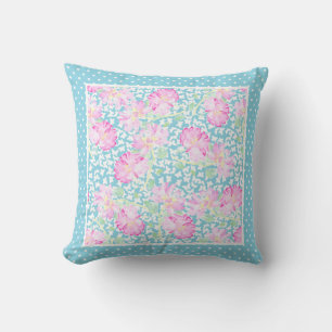 Weiße Polka-Punkte, rosa Rosen, weiße Schmetterlin Kissen