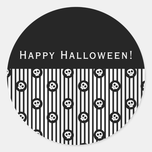 Weiße Polka-Punkte und Streifen Runder Aufkleber (Vorderseite)