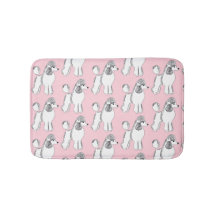 Weiße Poodles-Muster hellrosa Bath Mat