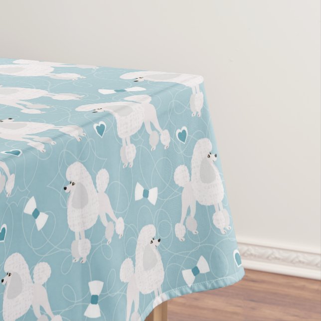 Weiße Poodles und Bows-Muster Tischdecke (Beispiel)
