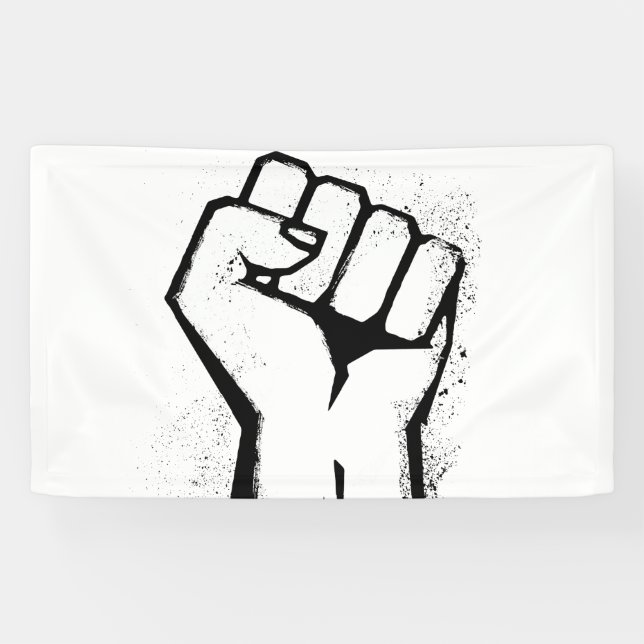 Weiße Protestfaust Banner (Horizontal)