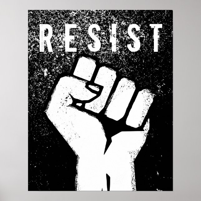 Weiße Protestfaust Poster (Vorne)