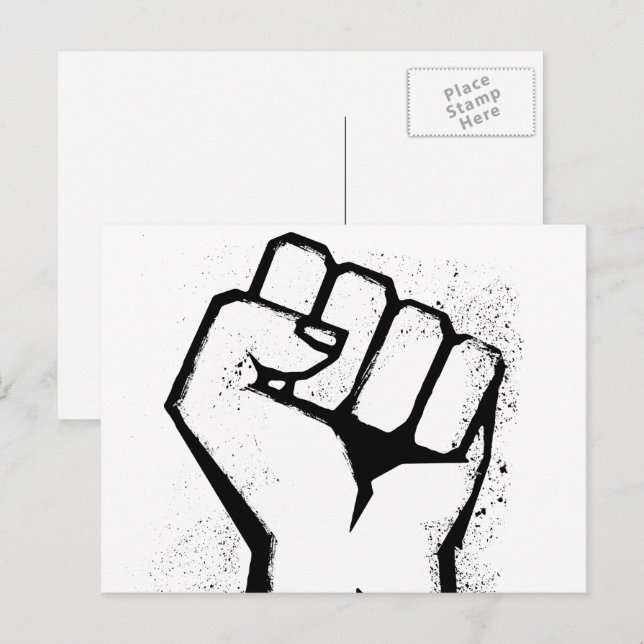 Weiße Protestfaust Postkarte (Vorne/Hinten)