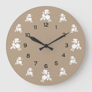 Weiße Pudel Große Wanduhr