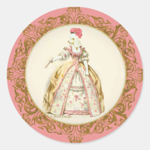 Weiße Pudel Marie Antoinette Verzierte Kunst Runder Aufkleber