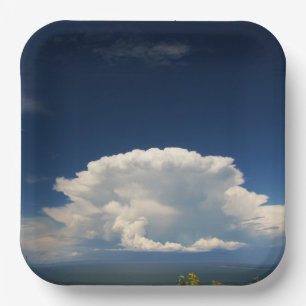Weiße Puffy-Wolke Pappteller