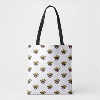 Weiße Pug Print-Tasche