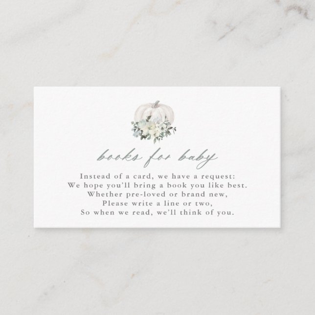 Weiße Pumpketten und Blume Bücher für die Babyumsc Begleitkarte (Vorderseite)