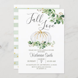 Weiße Pumpkin Fall in Liebe Brautparty Grüne Einladung