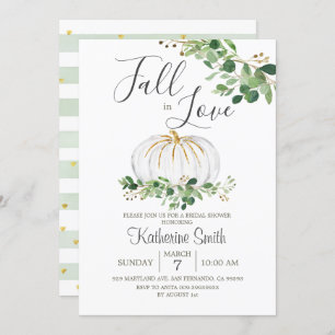 Weiße Pumpkin Fall in Liebe Brautparty Grüne Einladung