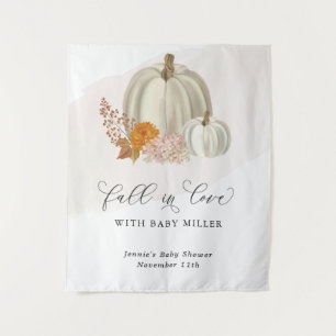 Weiße Pumpkins fallen in Liebe Babydusche individu Wandteppich