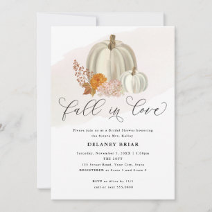 Weiße Pumpkins und Fall-Blume, Brautparty Einladung