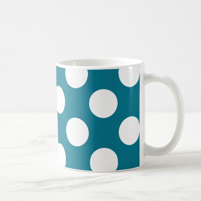 Weiße Punkte auf Blau - Retro Art Tasse (Rechts)