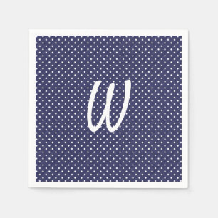 weiße Punkte auf blauem Monogramm Serviette