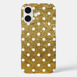 Weiße Punkte auf goldener Farbe iPhone 16 Hülle