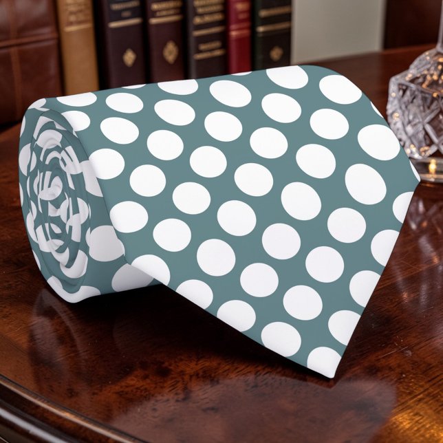 Weiße Punkte auf individuellem staubigem Blau Krawatte (Von Creator hochgeladen)